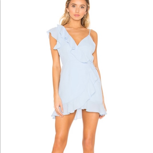 superdown Dresses & Skirts - Areanna Wrap Dress in Baby Blue Superdown